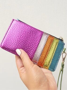 Target Metallic Pink & Multicolor Stripe Card Holder